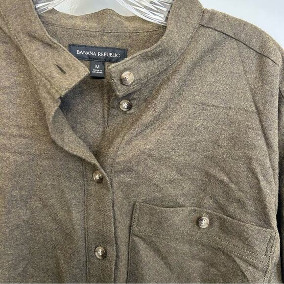 Banana Republic Piazza Flannel Shirt Olive Green Women's Size M - Picture 4 of 7